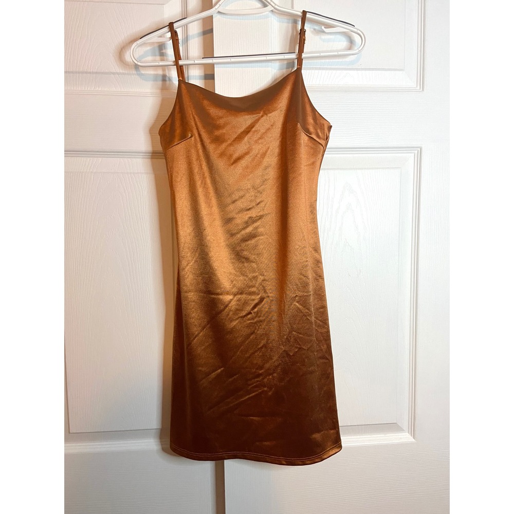 Altar'd State Satin Slip Dress Copper Rust Orange Mini Adjustable Straps Small